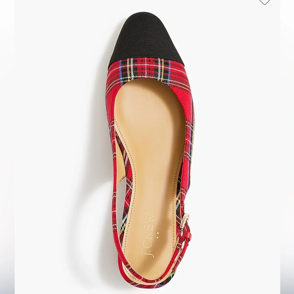J. Crew Tartan Sling-backs with Black Cap Toe- Sz 8 - Picture 3 of 6